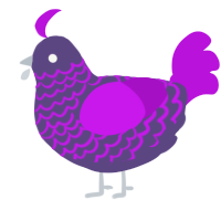 Grapette, a overcast and amethyst chicken with a lace pattern