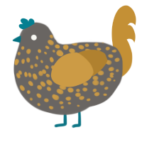 (unnamed), a grey and gold chicken with a speckle pattern