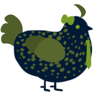 Selva, a tumblr and olive chicken with a speckle pattern