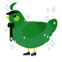 A lil leaf, a viridian and leaf chicken with a head pattern