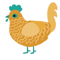 Coco, a orange and honey chicken with a lace pattern