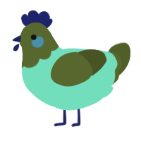 Isle, a mint and olive chicken with a head pattern