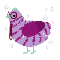 Silly pajamas, a lilac and plum chicken with a bar pattern