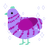 PJ, a lilac and plum chicken with a bar pattern