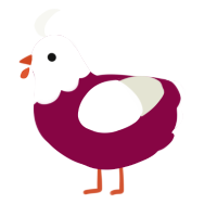 Raspberry Sorbet, a maroon and white chicken with a head pattern