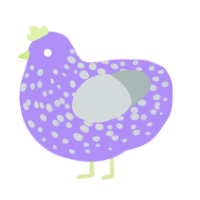 Snowball, a lilac and silver chicken with a speckle pattern