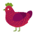 Apple, a crimson and wine chicken with a lace pattern