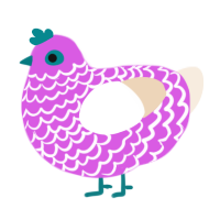 Pepto, a orchid and cream chicken with a lace pattern