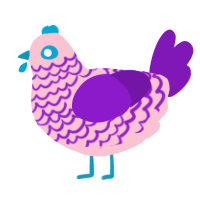 squiddles, a rose and violet chicken with a speckle pattern