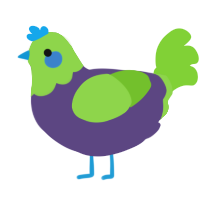 Quark, a overcast and grass chicken with a head pattern