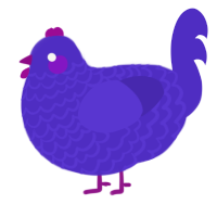 Kain, a indigo chicken with a lace pattern
