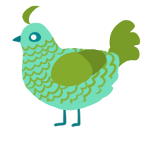 Wormulus, a mint and chartreuse chicken with a lace pattern