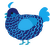 A navy and sky chicken with a lace pattern