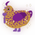 Goldie, a gold and violet chicken with a speckle pattern