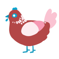 Red Shift, a red and rose chicken with a neck-speckle pattern