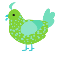 Planet X, a grass and mint chicken with a speckle pattern