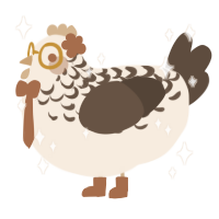 creme, a cream and bark chicken with a half-lace pattern