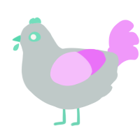 Pastel, a silver and lavender chicken