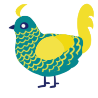 (unnamed), a teal and yellow chicken with a lace pattern