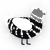 A white and black chicken with a bar pattern
