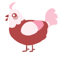 Crème, a red and rose chicken with a head pattern