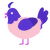 kurzgesagt, a rose and indigo chicken with a head pattern