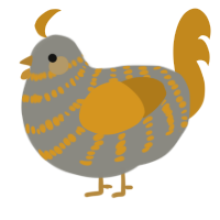 kintsugi, a ash and ochre chicken with a bar pattern