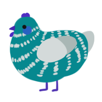 (unnamed), a teal and silver chicken with a bar pattern