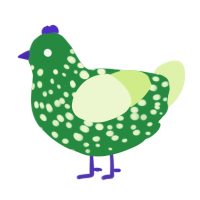 Cauliflower, a viridian and apple chicken with a speckle pattern