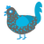 XP, a grey and cerulean chicken with a speckle pattern