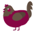 merry, a maroon and bark chicken with a head pattern