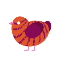 high saturation, a vermilion and wine chicken with a bar pattern