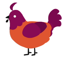 Monte Etna, a vermilion and wine chicken with a head pattern