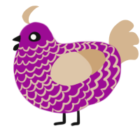 Sangria, a plum and beige chicken with a lace pattern