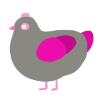 Destaturated, a ash and fuchsia chicken