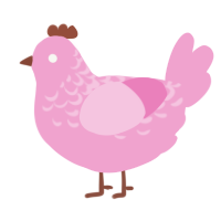 Pinkie, a pink chicken with a half-lace pattern