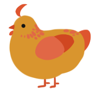 Tangy, a orange and vermilion chicken with a neck-speckle pattern