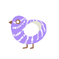 Yukari, a lilac and white chicken with a bar pattern