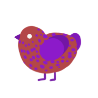 Lingonberry, a red and violet chicken with a speckle pattern