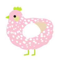 A rose and cream chicken with a speckle pattern