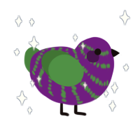 Grapevine, a violet and viridian chicken with a bar pattern