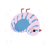 Cotton Candy, a pink and sapphire chicken with a bar pattern