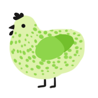 Apeel, a apple and grass chicken with a speckle pattern