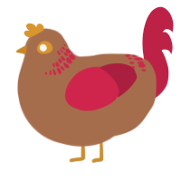 Cherry, a brown and crimson chicken with a neck-band pattern