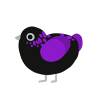 (unnamed), a black and violet chicken with a neck-speckle pattern