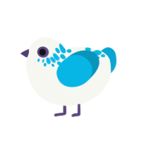 Diogenes, a white and cerulean chicken with a neck-speckle pattern