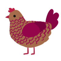 Rhubarb Pie, a brown and maroon chicken with a lace pattern