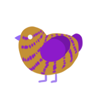 Mustard, a gold and violet chicken with a bar pattern