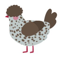 (unnamed), a silver and bark chicken with a speckle pattern