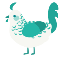 Turquoise Lace, a white and turquoise chicken with a half-lace pattern